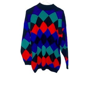 Vintage 80’s Adele Multi Color Diamond Pattern Sweater